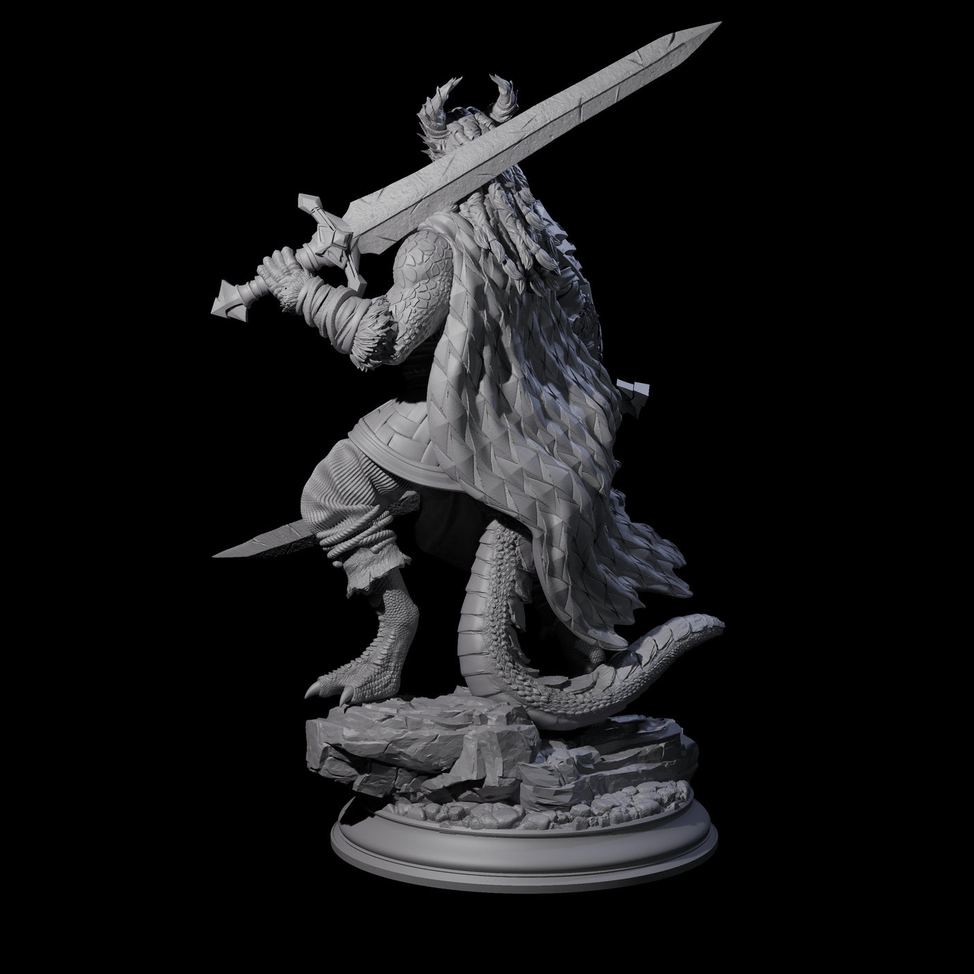 Thick Swords Dragonborn Fighter Miniature for Dungeons and Dragons, Pathfinder or other TTRPGs