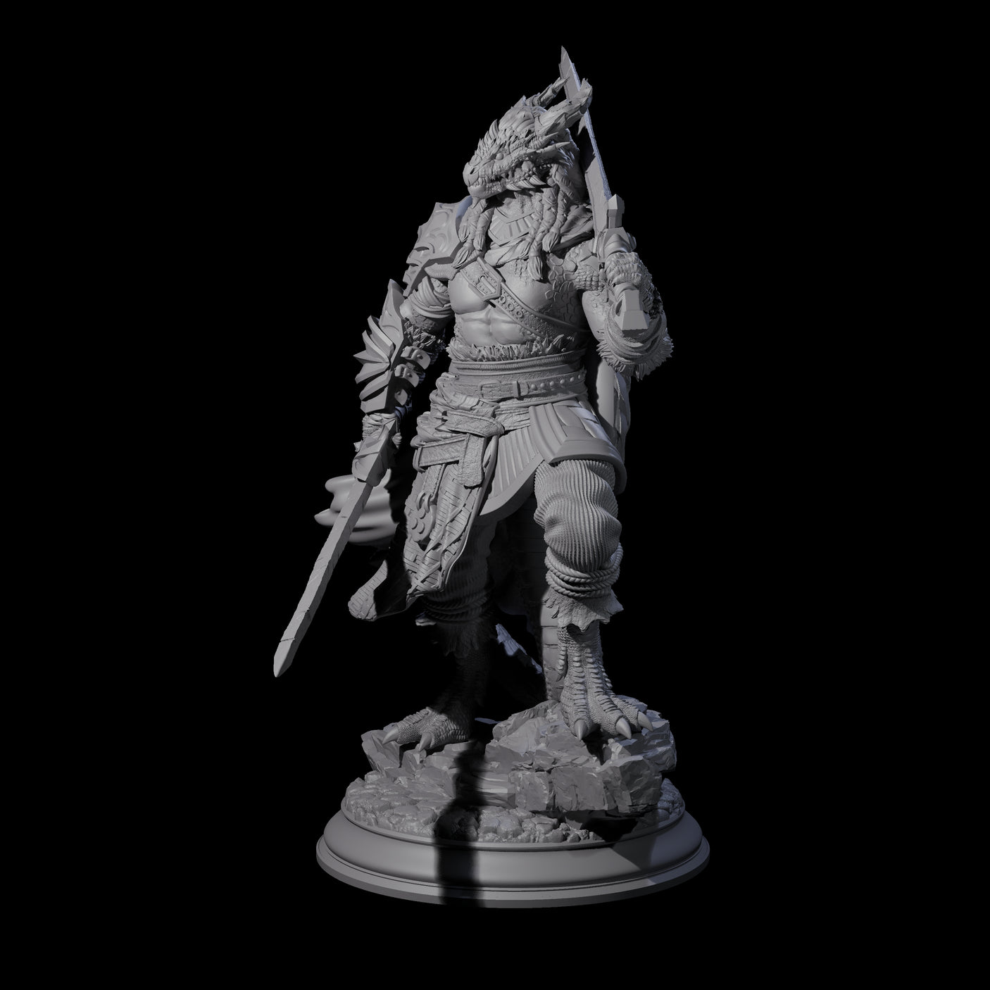 Thick Swords Dragonborn Fighter Miniature for Dungeons and Dragons, Pathfinder or other TTRPGs