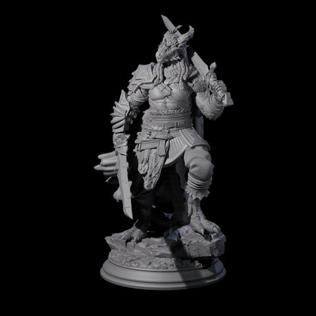 Thick Swords Dragonborn Fighter Miniature for Dungeons and Dragons, Pathfinder or other TTRPGs