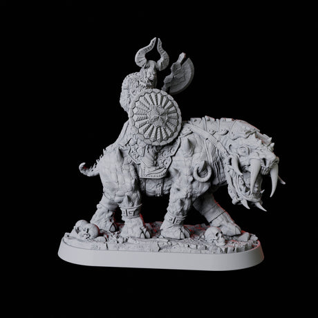 Threatening Barbarian Warrior on Worg Miniature for Dungeons and Dragons, Pathfinder or other TTRPGs
