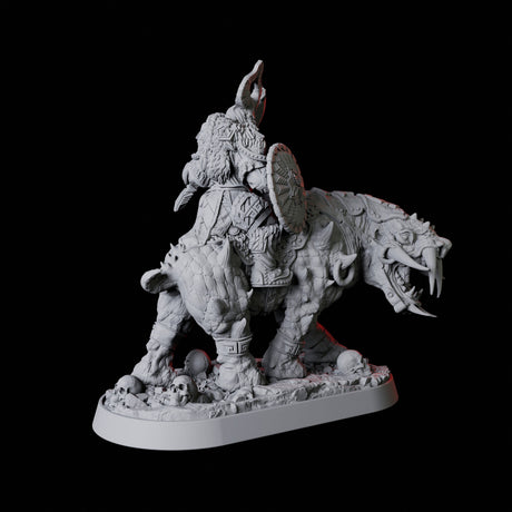 Threatening Barbarian Warrior on Worg Miniature for Dungeons and Dragons, Pathfinder or other TTRPGs