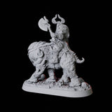 Threatening Barbarian Warrior on Worg Miniature for Dungeons and Dragons, Pathfinder or other TTRPGs