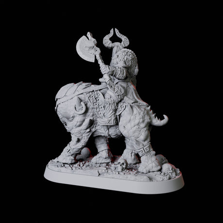 Threatening Barbarian Warrior on Worg Miniature for Dungeons and Dragons, Pathfinder or other TTRPGs
