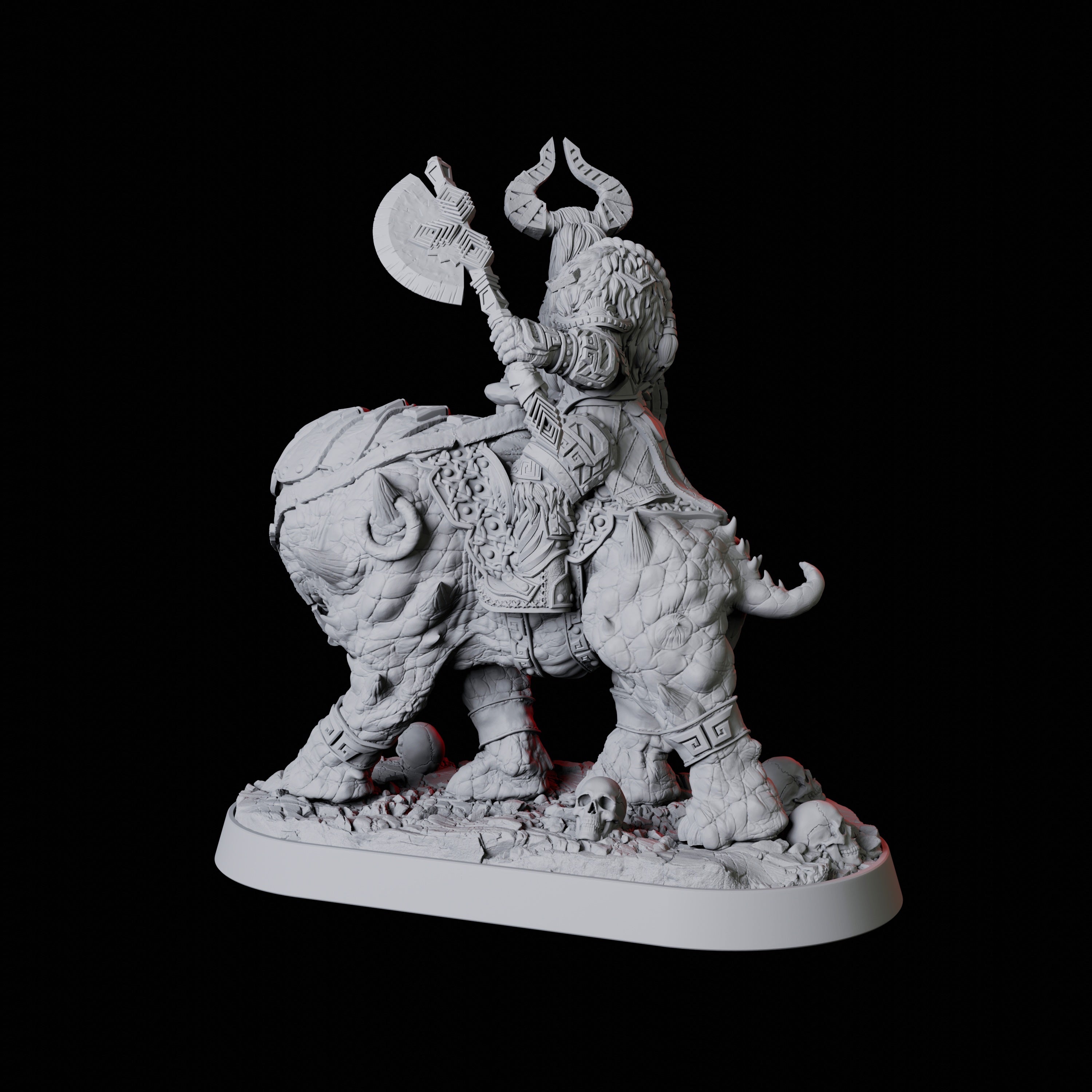 Threatening Barbarian Warrior on Worg Miniature for Dungeons and Dragons