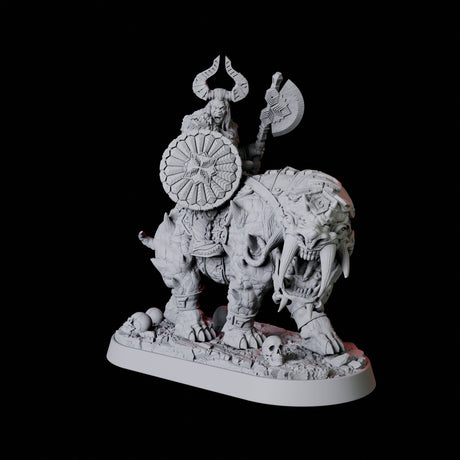 Threatening Barbarian Warrior on Worg Miniature for Dungeons and Dragons, Pathfinder or other TTRPGs