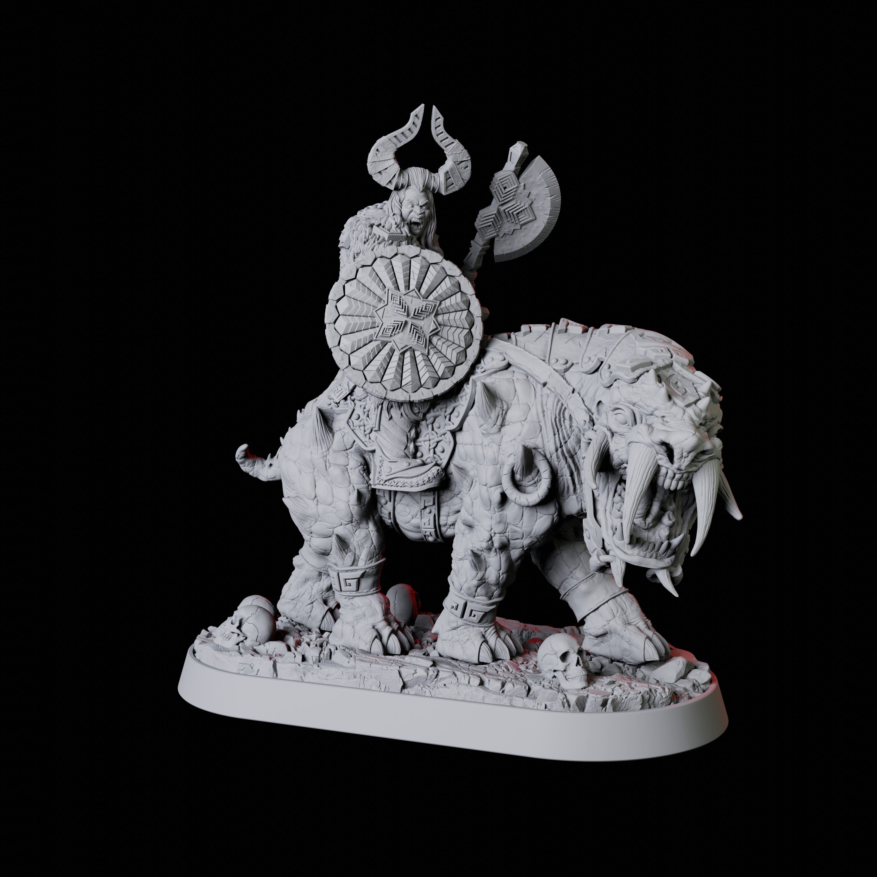 Threatening Barbarian Warrior on Worg Miniature for Dungeons and Dragons