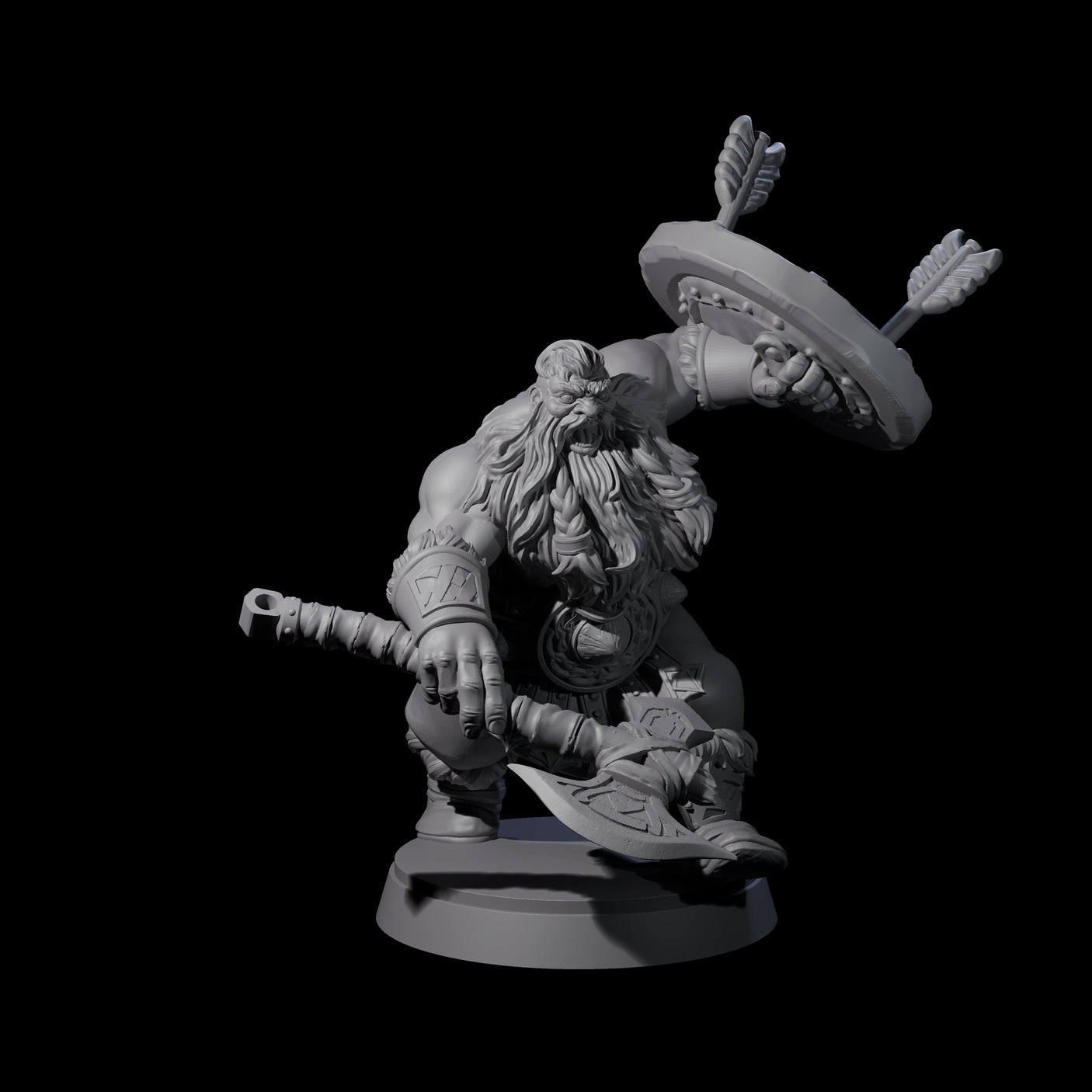 Three Advancing Dwarf Barbarians Miniature for Dungeons and Dragons, Pathfinder or other TTRPGs