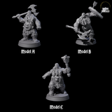 Three Advancing Dwarf Barbarians Miniature for Dungeons and Dragons, Pathfinder or other TTRPGs