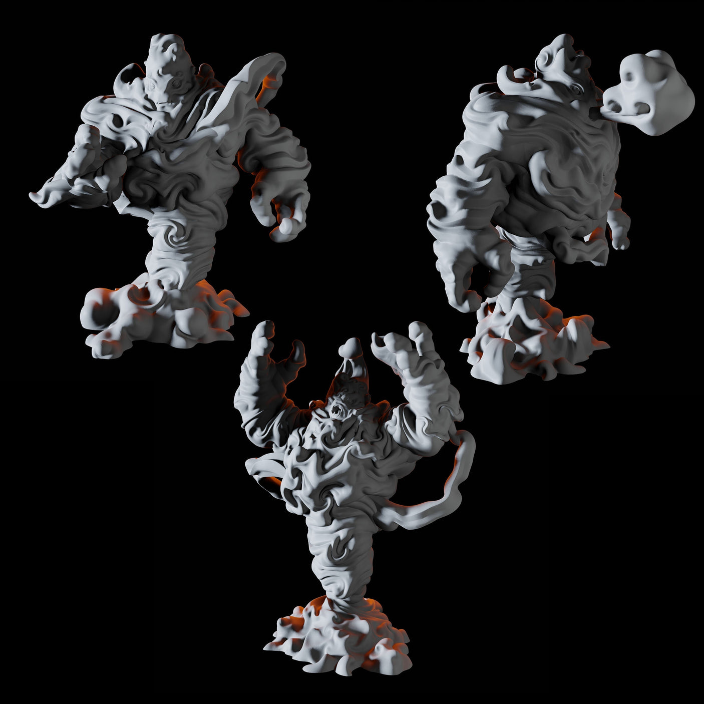 Three Air Elementals Miniature for Dungeons and Dragons, Pathfinder or other TTRPGs