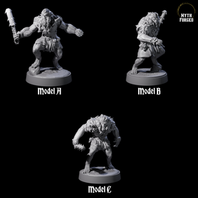Three Ape-like Bugbears Miniature for Dungeons and Dragons, Pathfinder or other TTRPGs