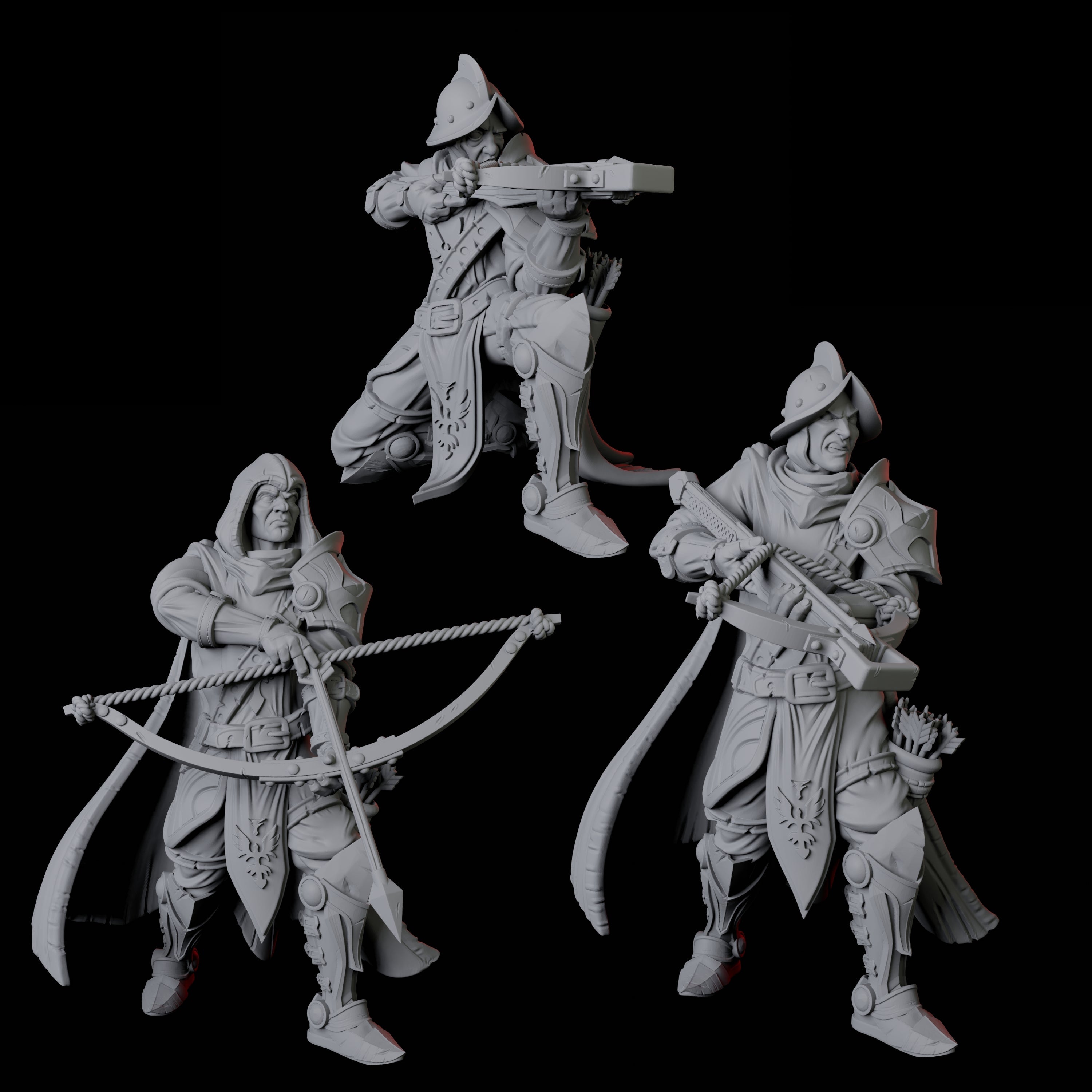 Three Arbalist Knights Miniature for Dungeons and Dragons, Pathfinder or other TTRPGs