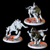 Three Armoured Bulls Miniature for Dungeons and Dragons, Pathfinder or other TTRPGs