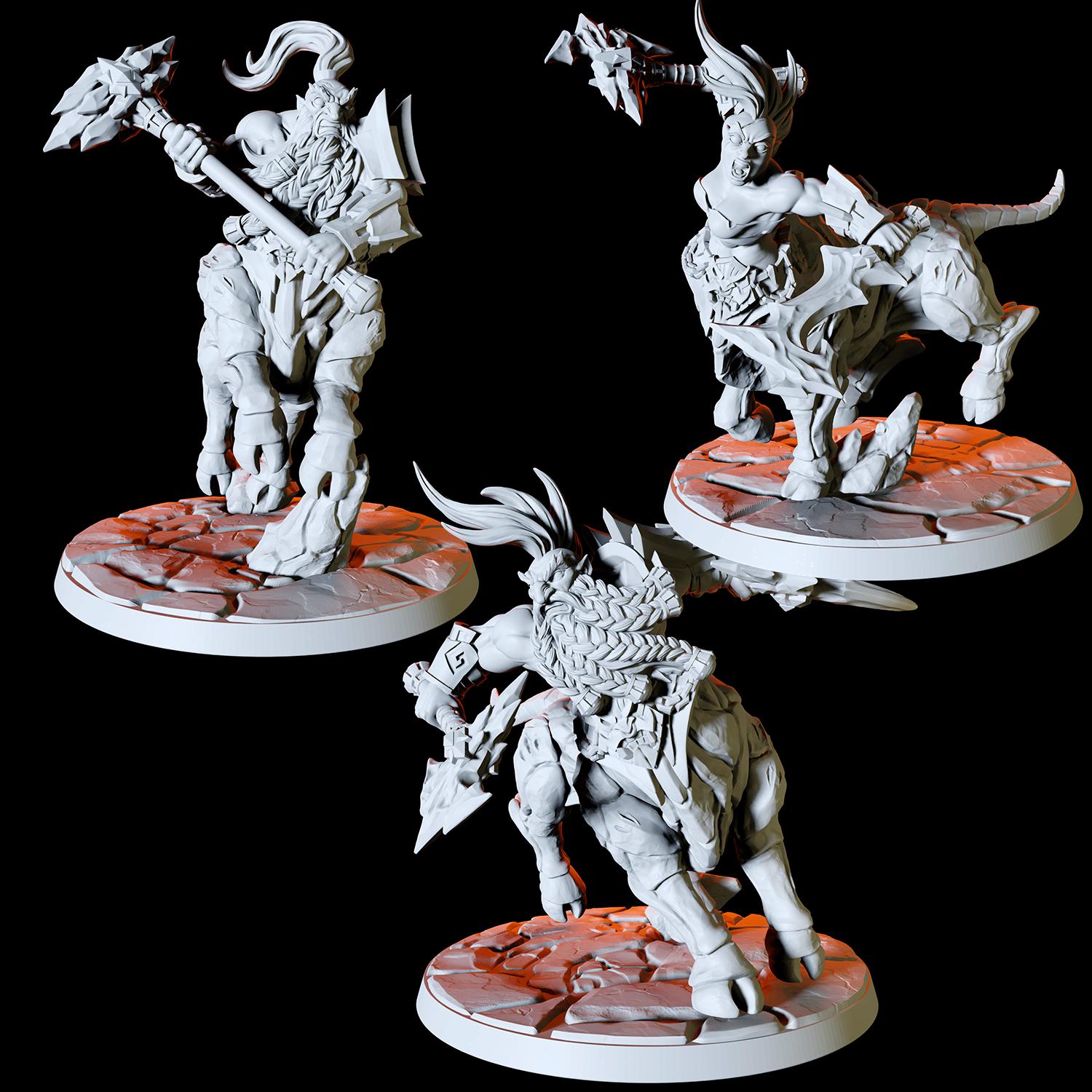 Three Armoured Centaurs Miniature for Dungeons and Dragons