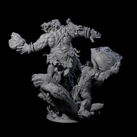 Three Boulder Tossing Giants Miniature for Dungeons and Dragons, Pathfinder or other TTRPGs