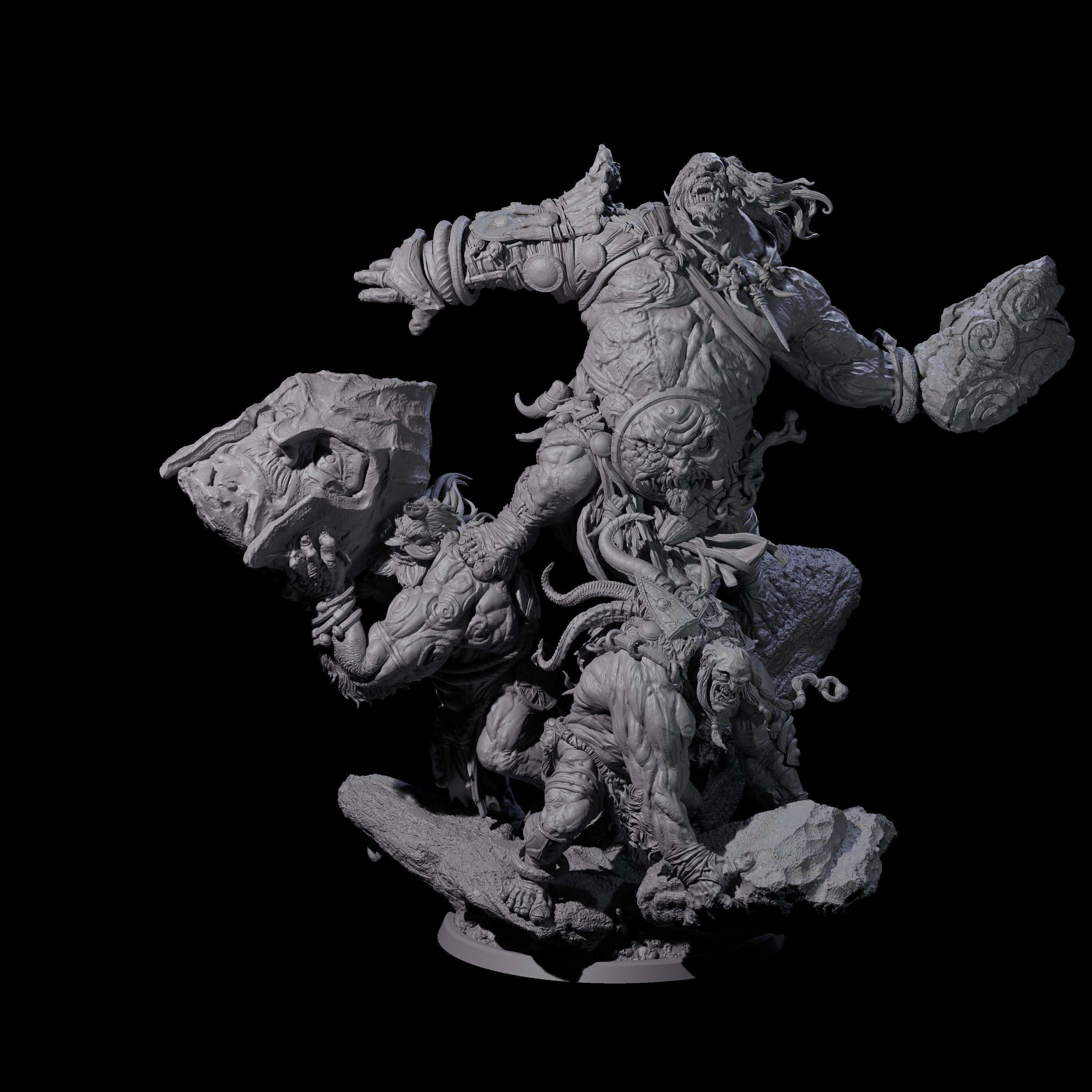 Three Boulder Tossing Giants Miniature for Dungeons and Dragons, Pathfinder or other TTRPGs