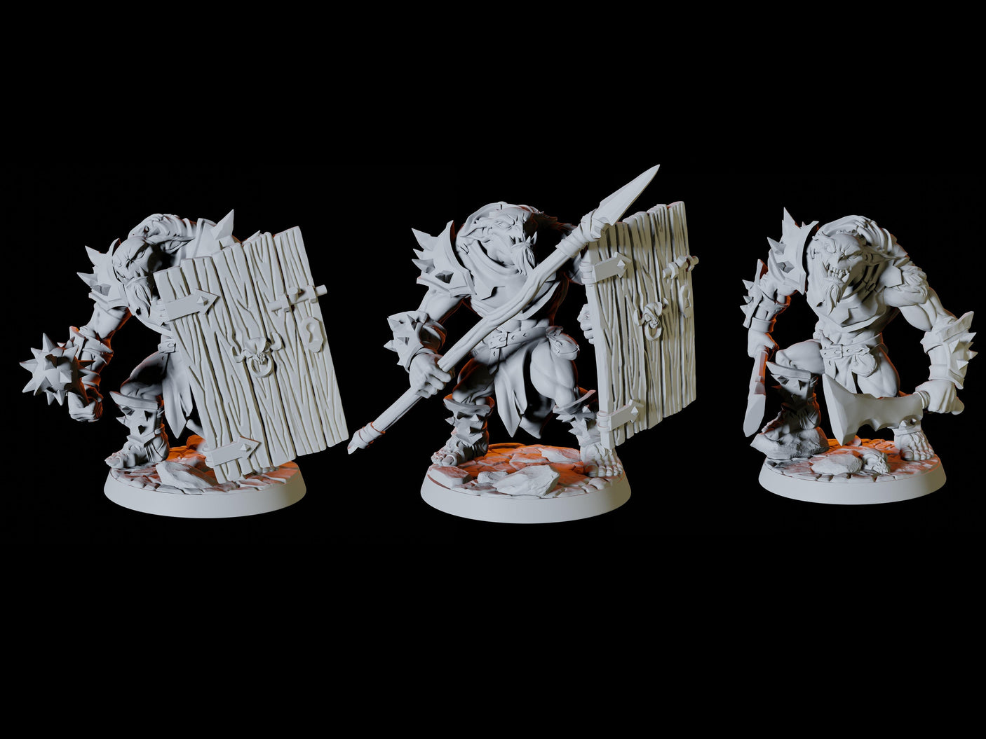 Three Bugbears Miniature for Dungeons and Dragons, Pathfinder or other TTRPGs