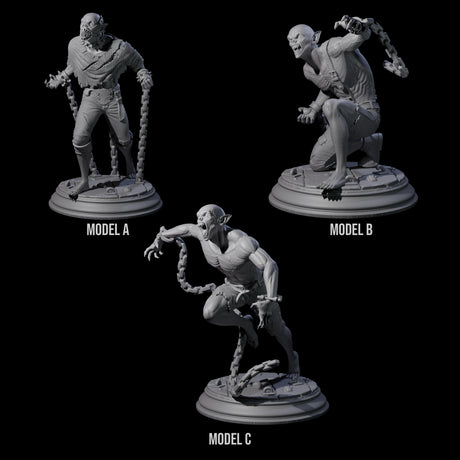 Three Chained Vampire Thralls Miniature for Dungeons and Dragons, Pathfinder or other TTRPGs