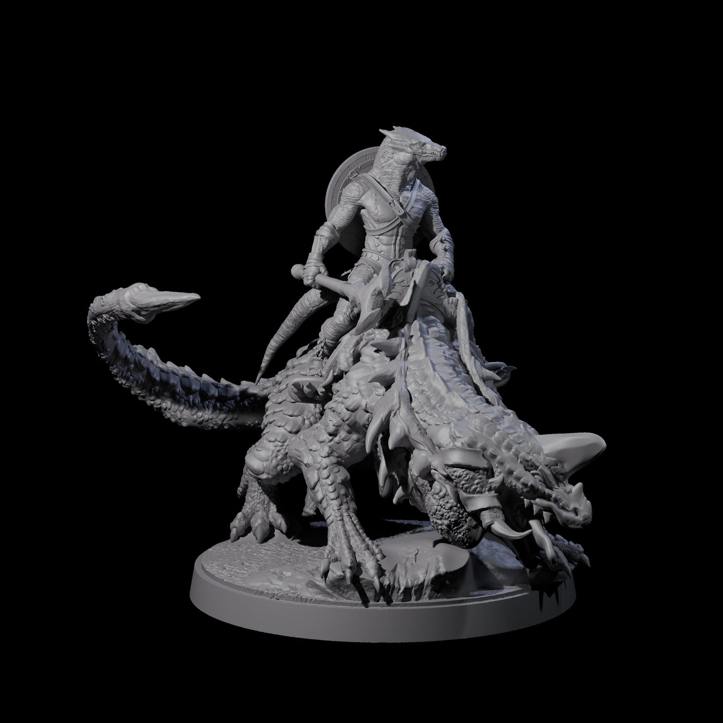 Three Charging Kobolds on Drakes Miniature for Dungeons and Dragons, Pathfinder or other TTRPGs