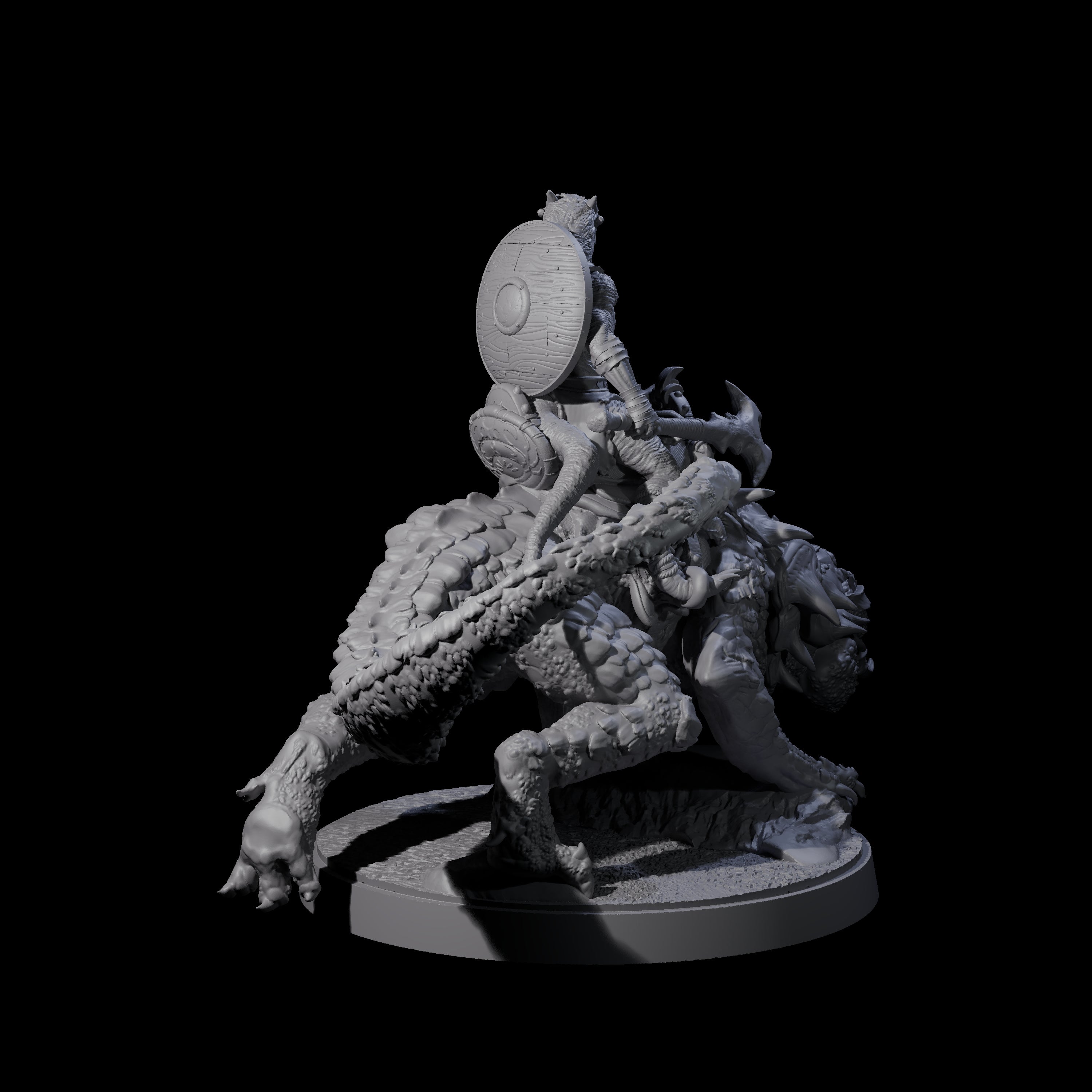 Three Charging Kobolds on Drakes Miniature for Dungeons and Dragons, Pathfinder or other TTRPGs