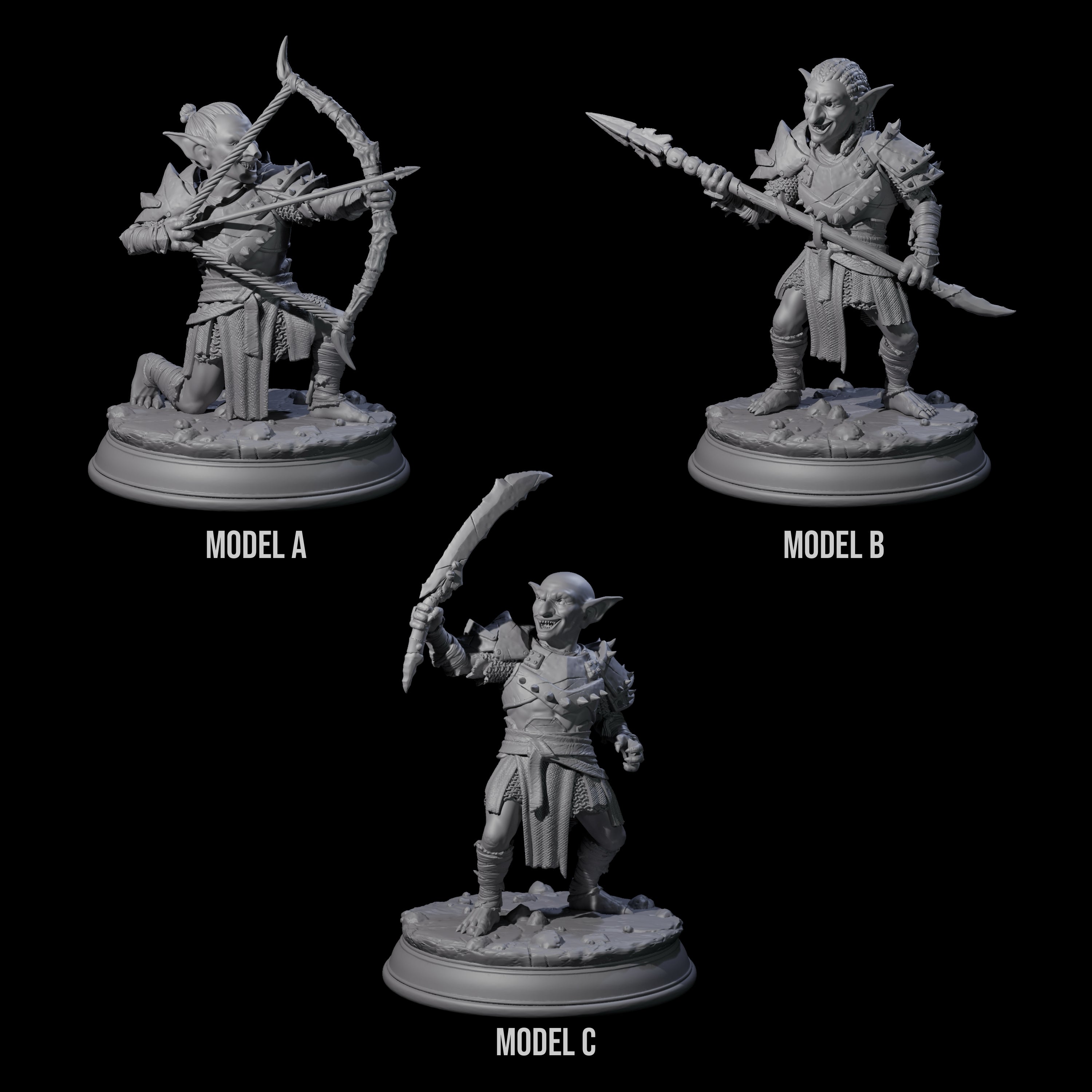 Three Cheeky Goblins Miniature for Dungeons and Dragons, Pathfinder or other TTRPGs