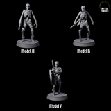Three Civilian Skeletons Miniature for Dungeons and Dragons, Pathfinder or other TTRPGs