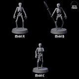 Three Clattering Classic Skeletons Miniature for Dungeons and Dragons, Pathfinder or other TTRPGs