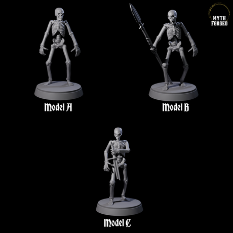 Three Clattering Classic Skeletons Miniature for Dungeons and Dragons, Pathfinder or other TTRPGs