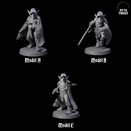 Three Cloaked Goblin Assassins Miniature for Dungeons and Dragons, Pathfinder or other TTRPGs