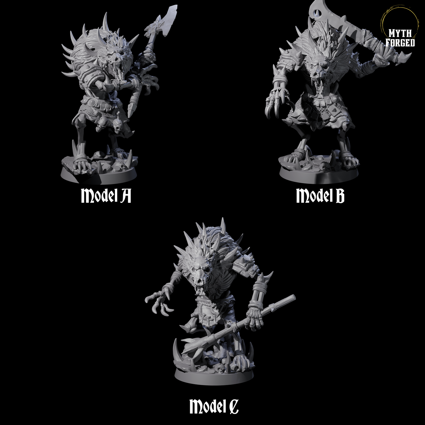 Three Creaking Gnoll Witherlings Miniature for Dungeons and Dragons, Pathfinder or other TTRPGs