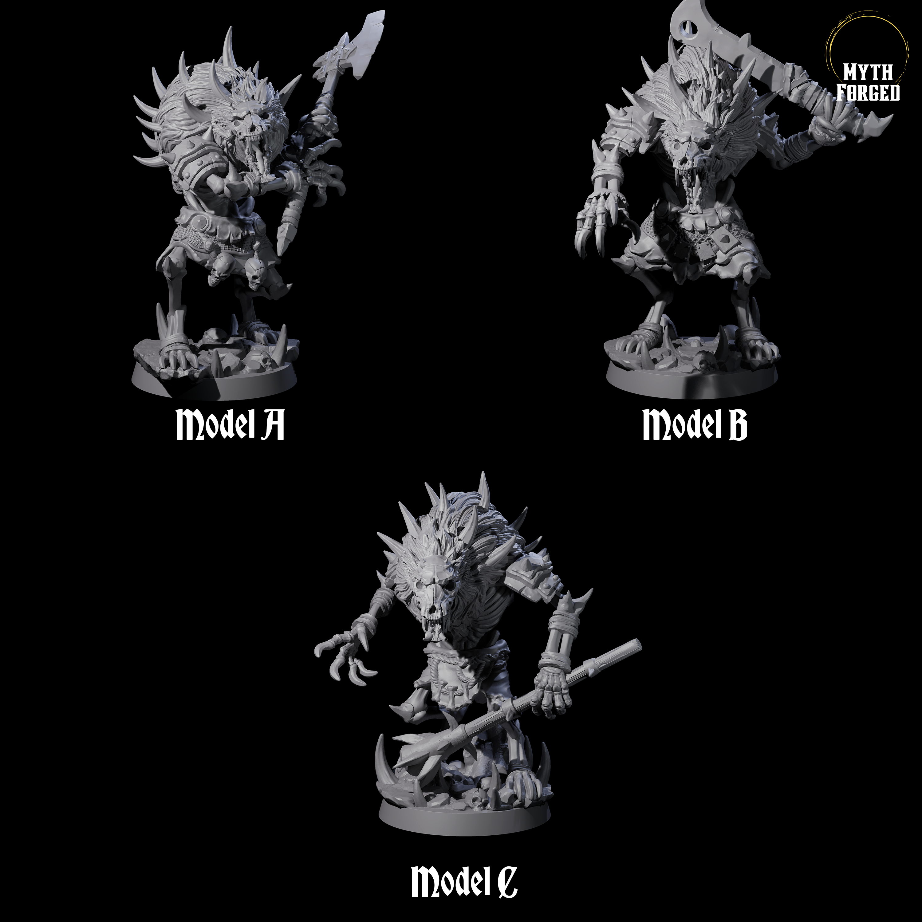 Three Creaking Gnoll Witherlings Miniature for Dungeons and Dragons, Pathfinder or other TTRPGs