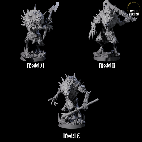 Three Creaking Gnoll Witherlings Miniature for Dungeons and Dragons, Pathfinder or other TTRPGs