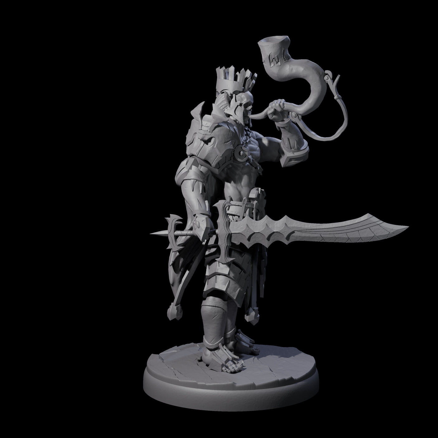 Three Dark Elf Trumpteers Miniature for Dungeons and Dragons, Pathfinder or other TTRPGs