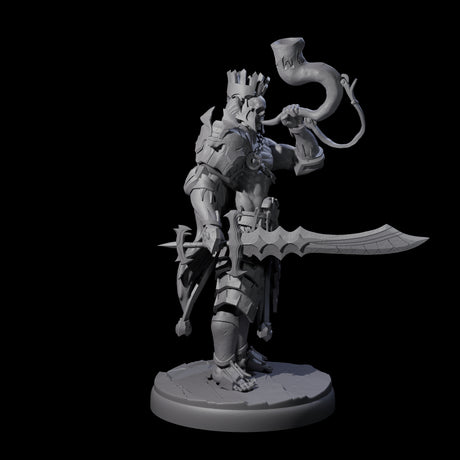 Three Dark Elf Trumpteers Miniature for Dungeons and Dragons, Pathfinder or other TTRPGs