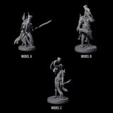 Three Dark Elf Trumpteers Miniature for Dungeons and Dragons, Pathfinder or other TTRPGs