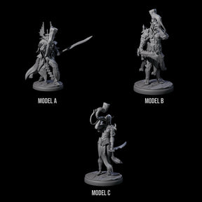 Three Dark Elf Trumpteers Miniature for Dungeons and Dragons, Pathfinder or other TTRPGs