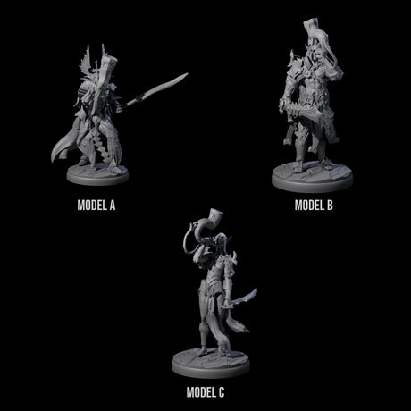Three Dark Elf Trumpteers Miniature for Dungeons and Dragons, Pathfinder or other TTRPGs