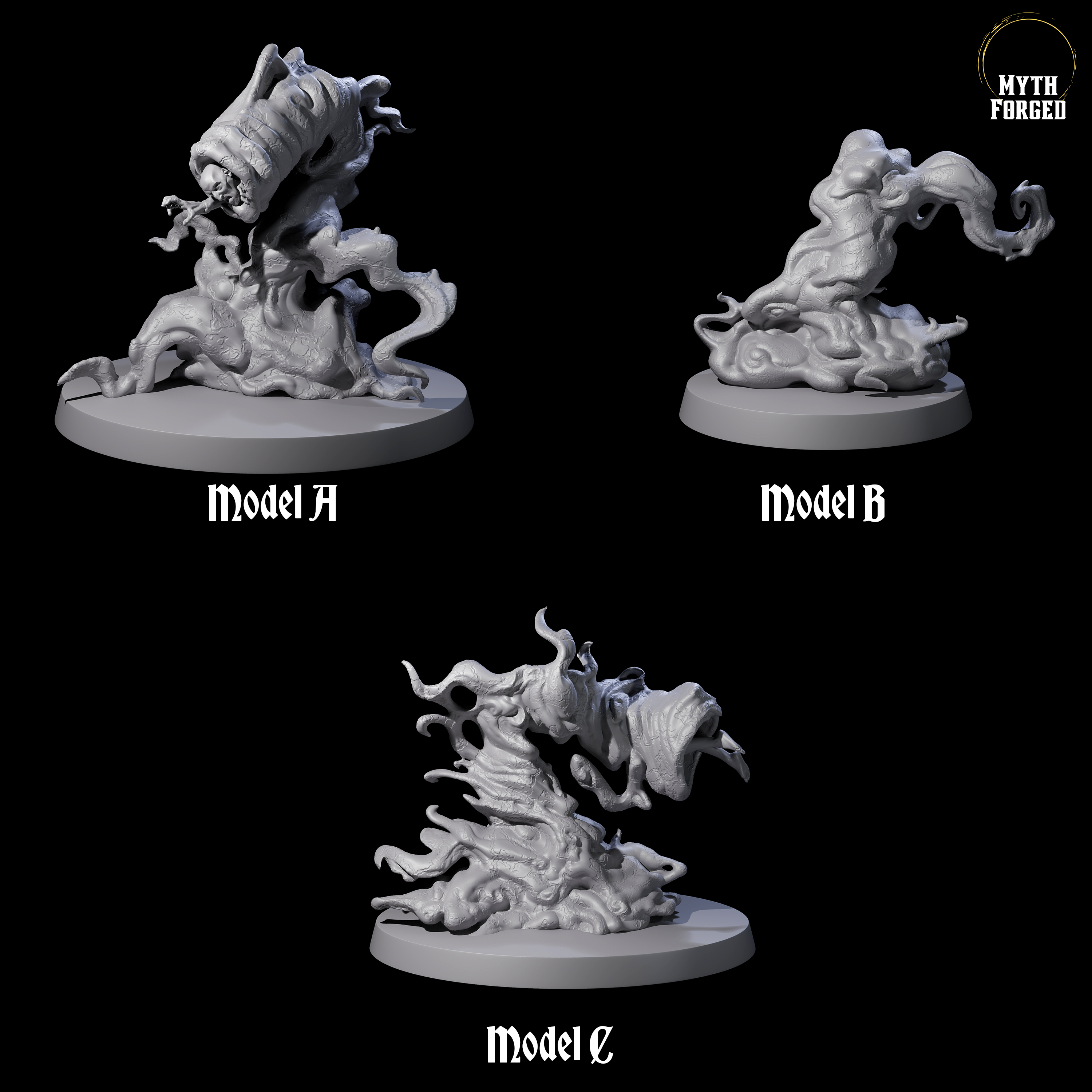 Three Devouring Slimes Miniature for Dungeons and Dragons, Pathfinder or other TTRPGs
