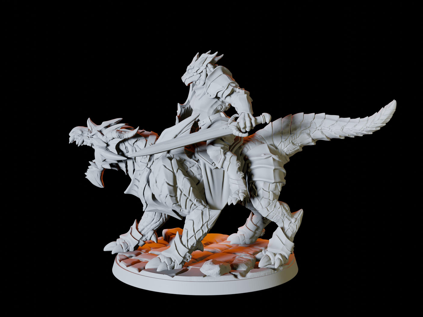Three Dragonborn Riders Miniature for Dungeons and Dragons, Pathfinder or other TTRPGs