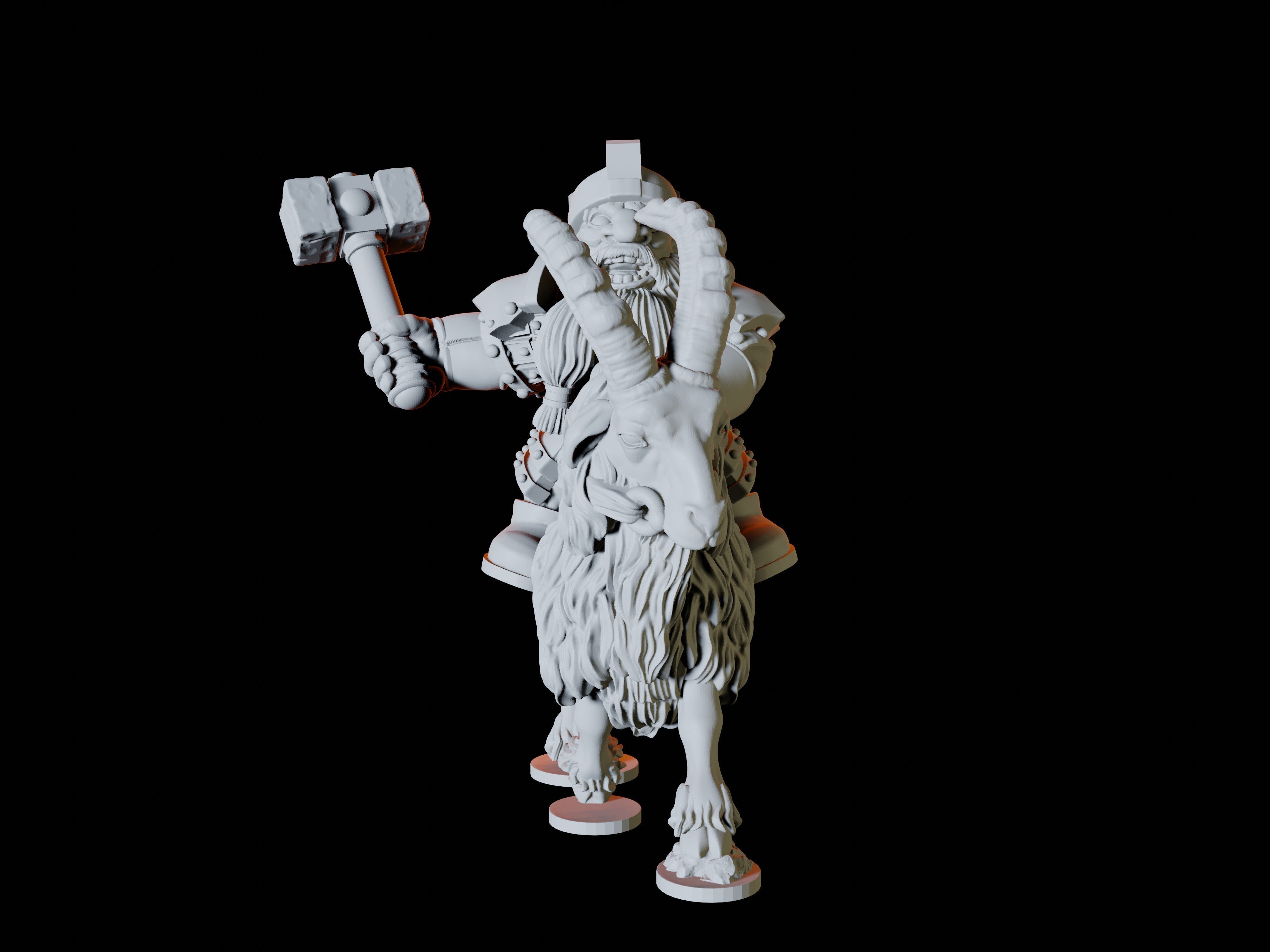 Three Dwarf Goat Rider Miniatures for Dungeons and Dragons - Myth Forged