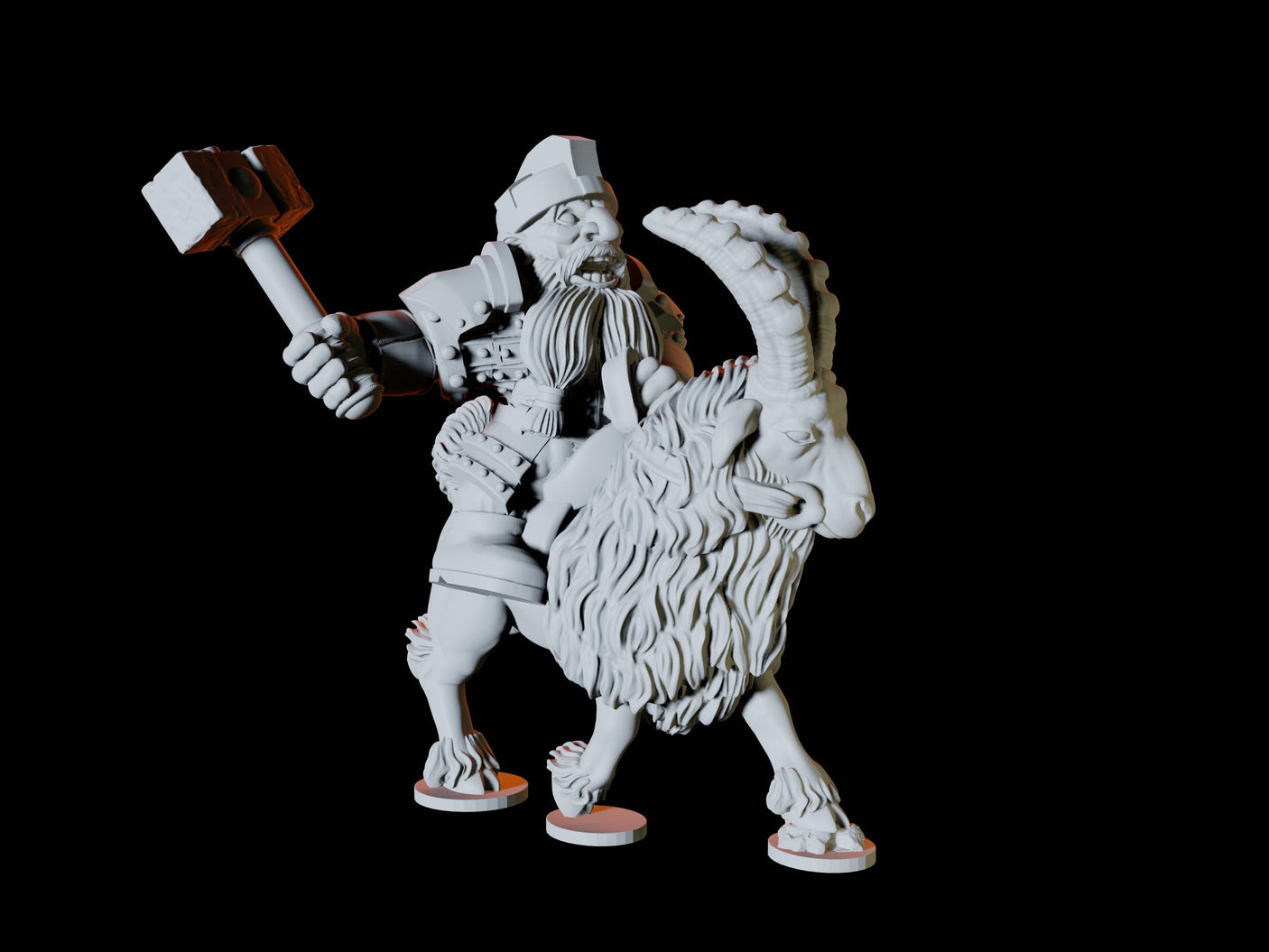Three Dwarf Goat Riders Miniature for Dungeons and Dragons, Pathfinder or other TTRPGs
