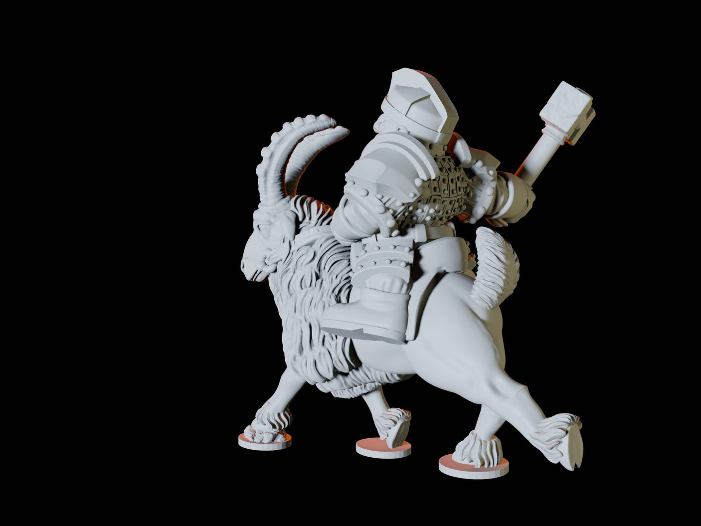 Three Dwarf Goat Riders Miniature for Dungeons and Dragons, Pathfinder or other TTRPGs