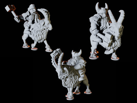 Three Dwarf Goat Riders Miniature for Dungeons and Dragons, Pathfinder or other TTRPGs