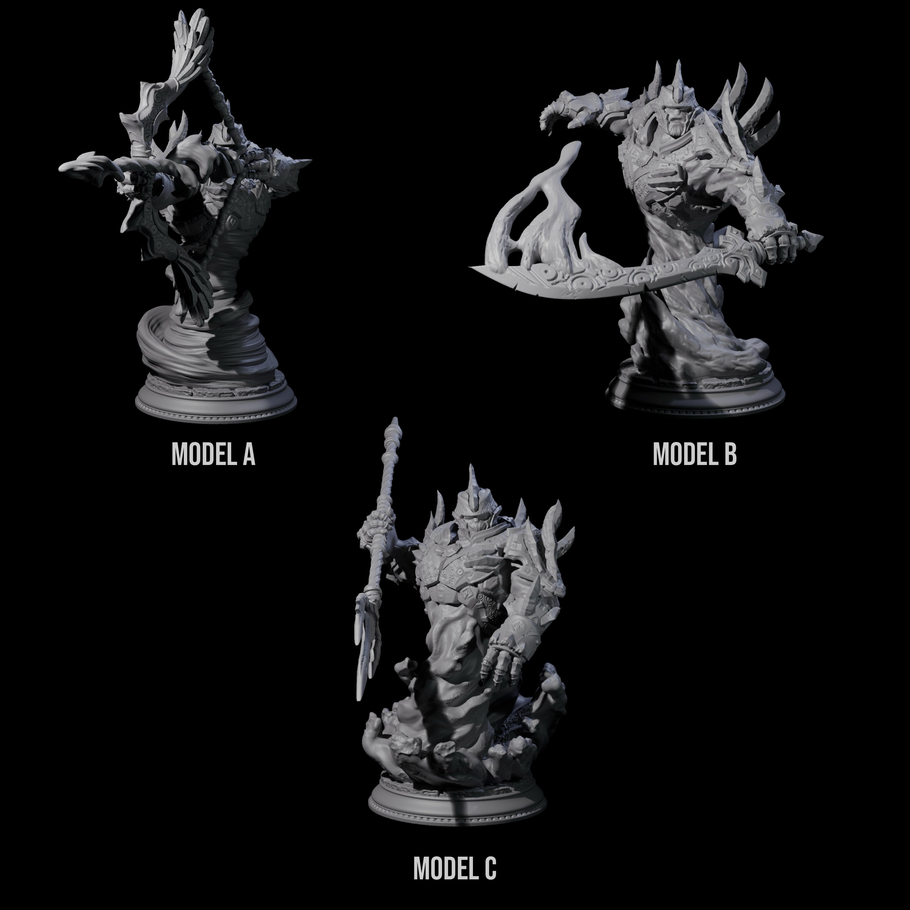 Three Elemental Myrmidons Miniature for Dungeons and Dragons, Pathfinder or other TTRPGs