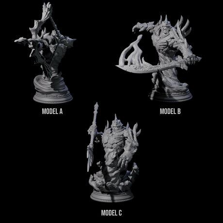 Three Elemental Myrmidons Miniature for Dungeons and Dragons, Pathfinder or other TTRPGs
