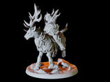 Three Elf Riders on Giant Stags Miniature for Dungeons and Dragons, Pathfinder or other TTRPGs