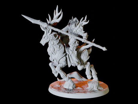 Three Elf Riders on Giant Stags Miniature for Dungeons and Dragons, Pathfinder or other TTRPGs