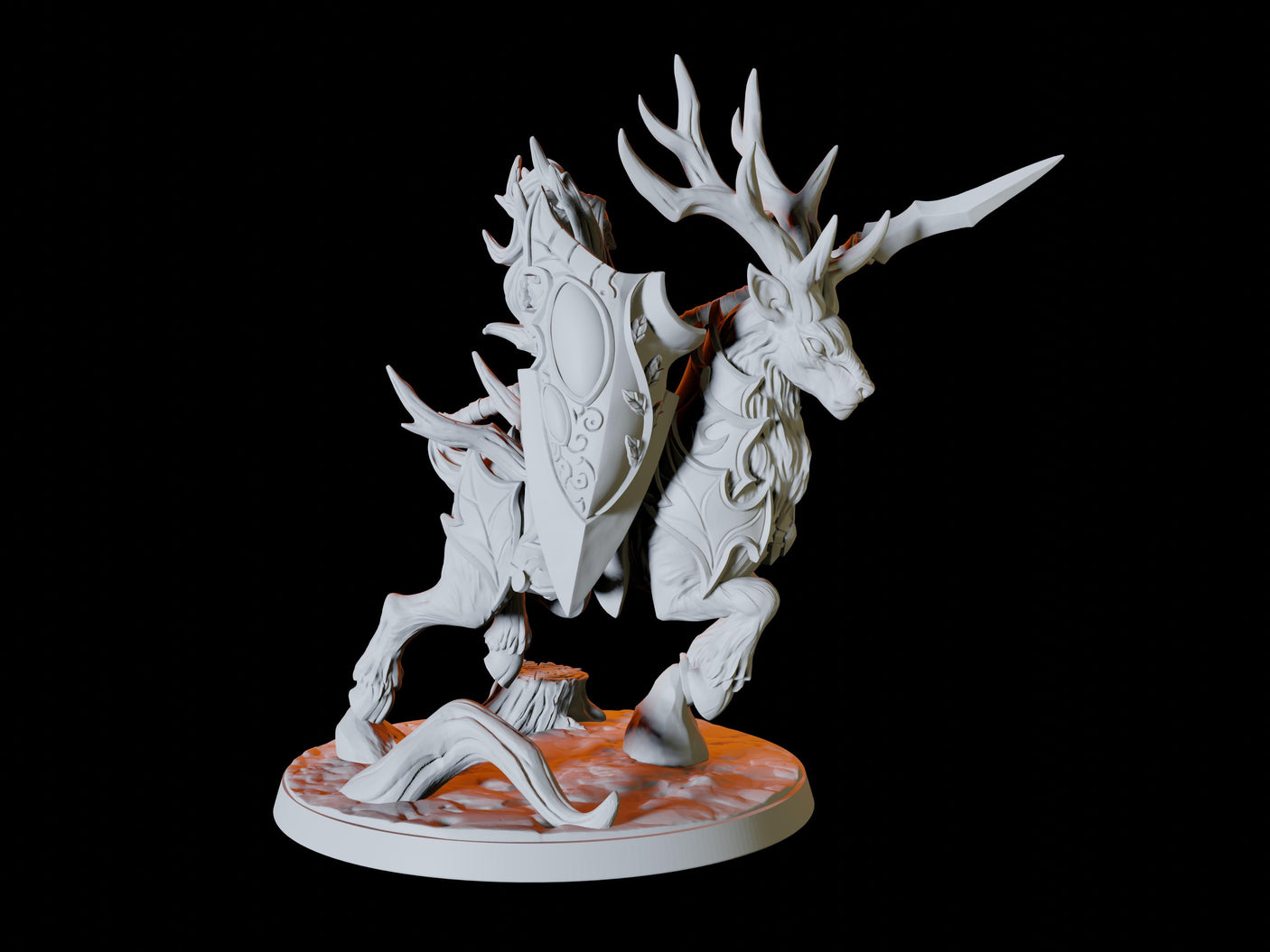 Three Elf Riders on Giant Stags Miniature for Dungeons and Dragons, Pathfinder or other TTRPGs