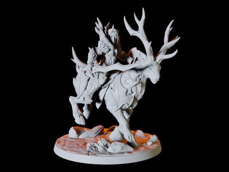 Three Elf Riders on Giant Stags Miniature for Dungeons and Dragons, Pathfinder or other TTRPGs