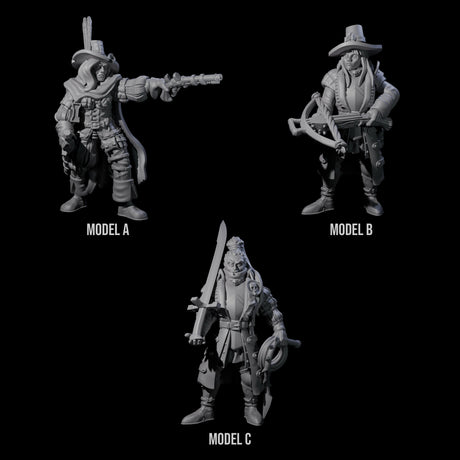 Three Female Inquisition Hunters Miniature for Dungeons and Dragons, Pathfinder or other TTRPGs