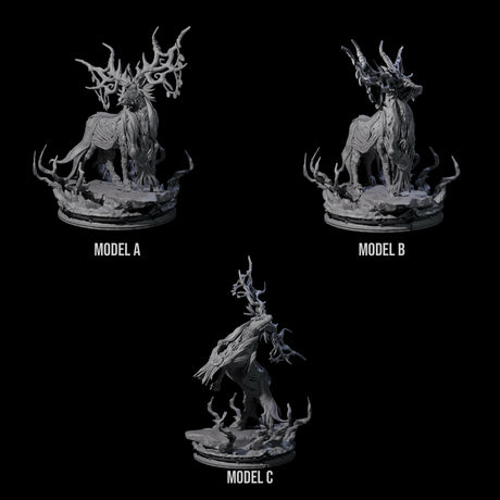 Three Feral Stag Druids Miniature for Dungeons and Dragons, Pathfinder or other TTRPGs